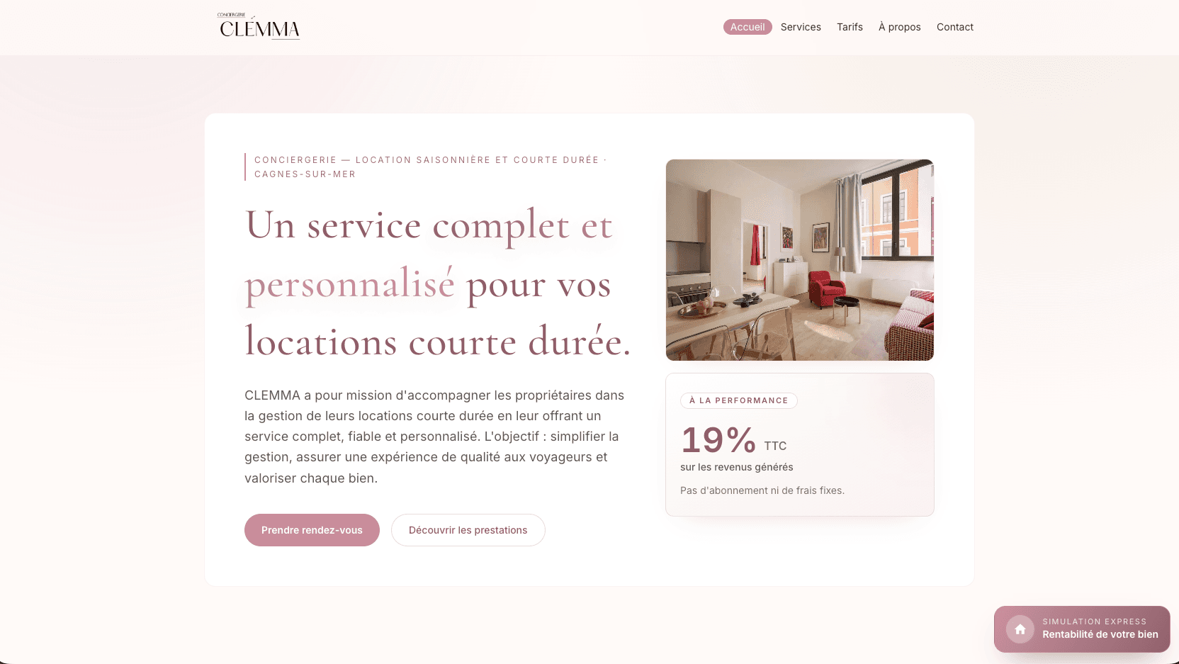 Aperçu du site vitrine — vue 2